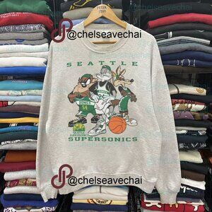Vintage Seattle Supersonics Taz Looney Tunes Basketball Sweatshirt